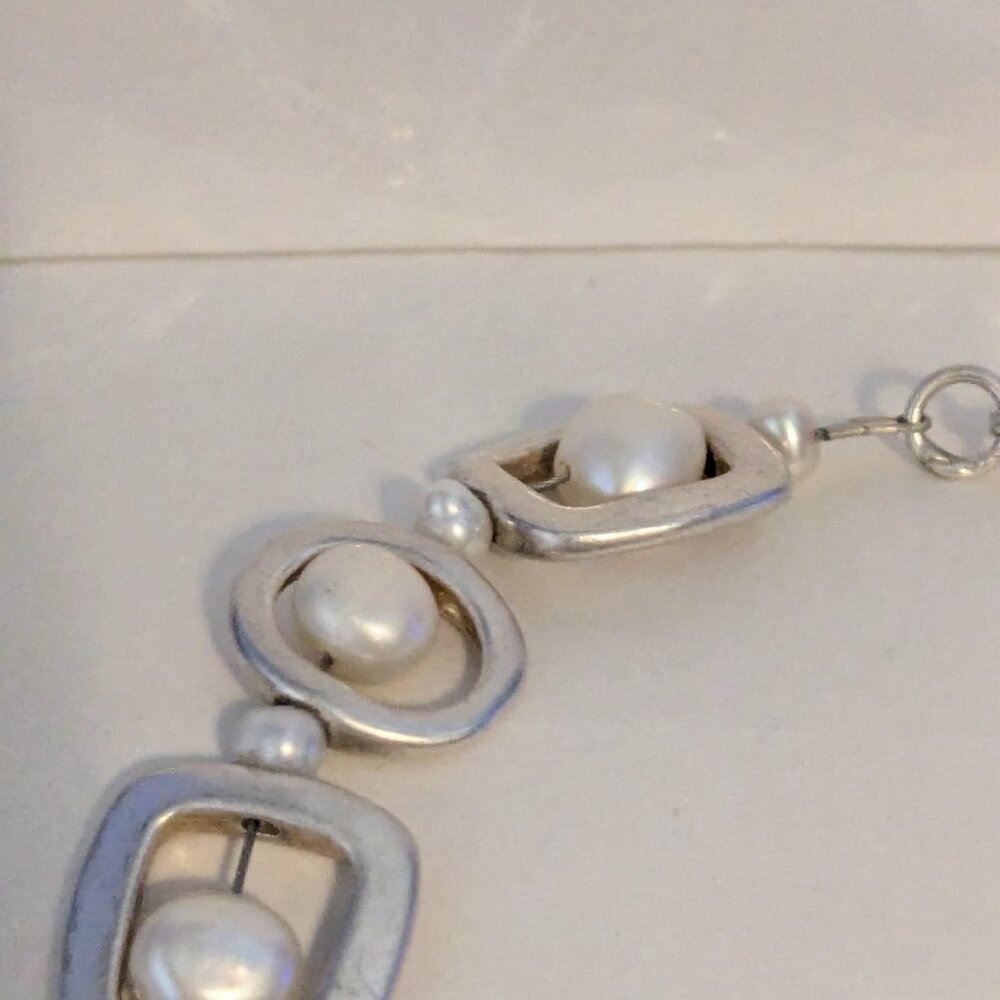 Geometric Square Oval Rectangle Silver Tone Genui… - image 6